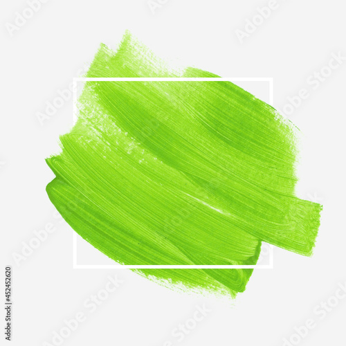 Green acrylic paint brush stroke background vector. Organic creative banner. Perfect design for logo and sale banner.