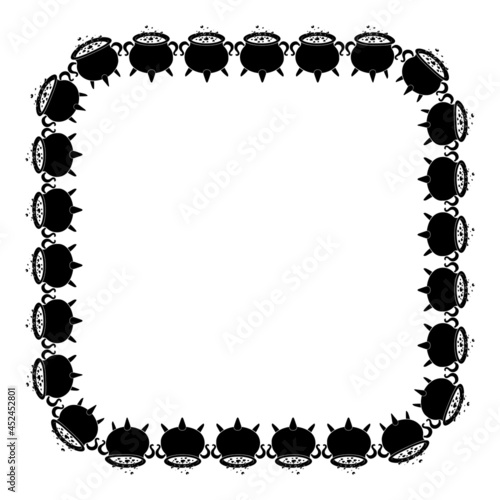 HALLOWEEN square FRAME WITH witches cauldron . vector illustration isolated on white