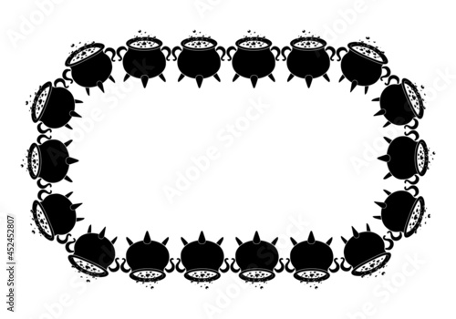 HALLOWEEN FRAME WITH witches cauldron . vector illustration isolated on white