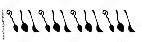 black witches broom halloween page divider