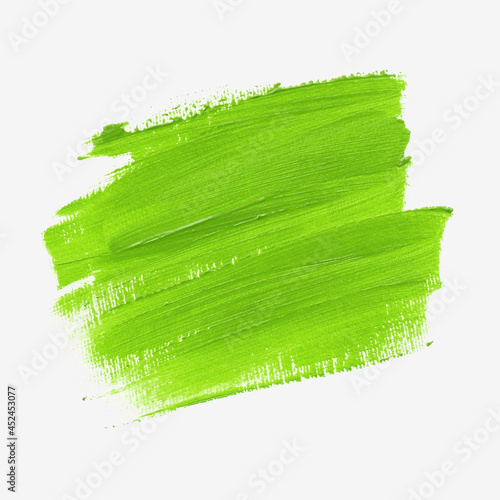 Texture green acrylic paint brush stroke background vector. Organic creative banner. Grunge design for logo and sale banner.