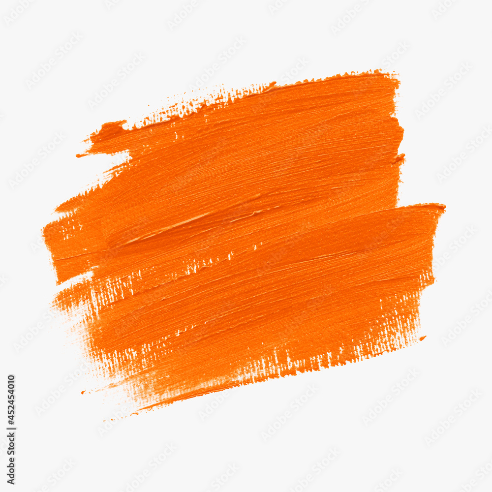 Orange oil paint brush stroke texture background. Vector design.  - obrazy, fototapety, plakaty 
