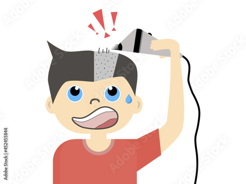 Haircut himself by clipper , vector