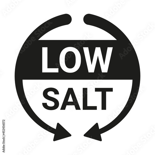 Low salt icon. Food and diet sign. Arrow symbol for products. Vector