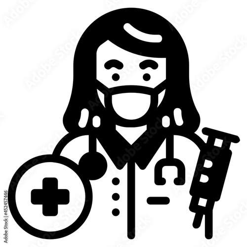 female medical doctor mask glyph icon