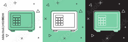 Set Safe icon isolated on white and green, black background. The door safe a bank vault with a combination lock. Reliable Data Protection. Vector