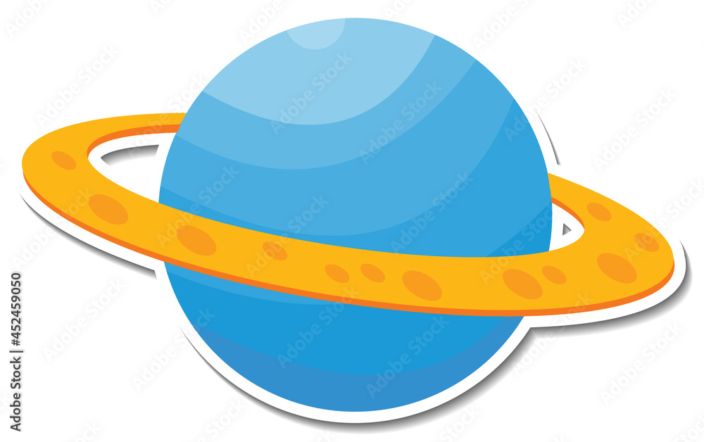 A sticker template with saturn in cartoon style isolated A sticker template with saturn in cartoon style isolated