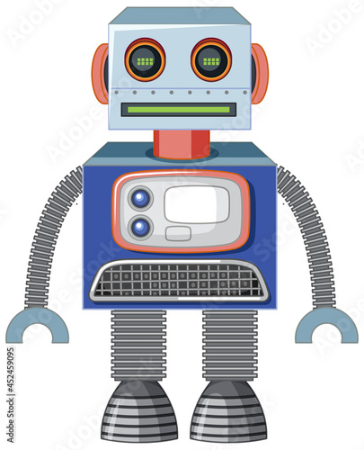 Vintage robot toy on white background