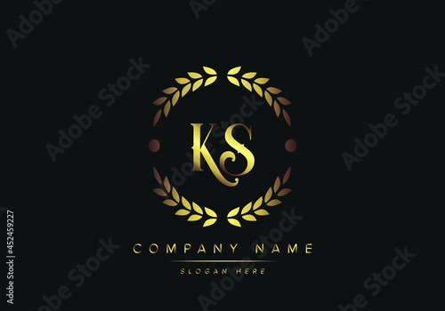 letters KS monogram logo, gold color, luxury style, Vector Illustration
