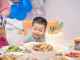 Asian little boy celebrating birthday