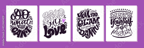 Hand drawn lettering quote in modern calligraphy style about lifestyle and love. Slogan for print and poster design. Vector illustration