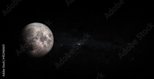 Fototapeta Naklejka Na Ścianę i Meble -  Full moon isolated on space background. Elements of this image furnished by NASA.