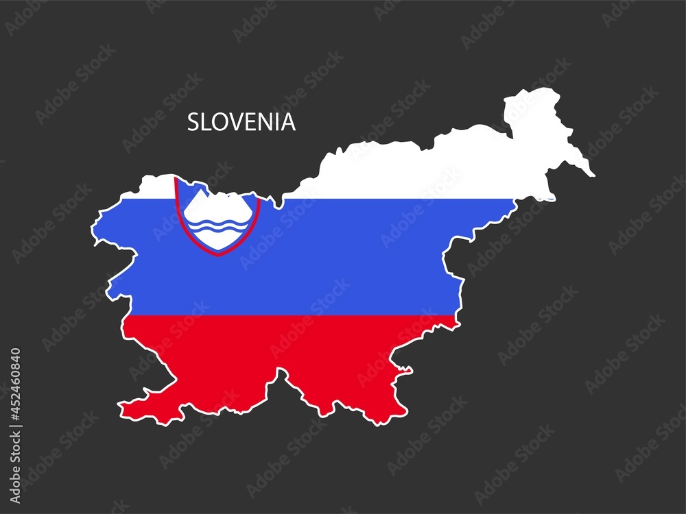 Sticker outline map of the Slovenia, Slovenia flag.
