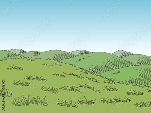 Hills graphic color landscape sketch illustration vector