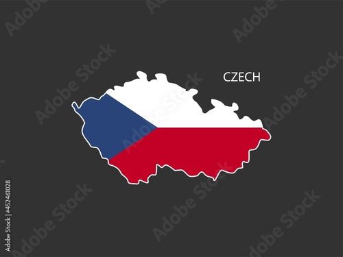 Sticker outline map of the Czech, Czech flag.