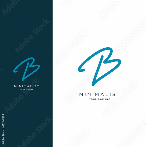 B Beauty vector, handwritten logo of initial signature, wedding, fashion, jewelry, boutique, floral and botanical with creative template