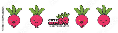 cute beetroot mascot, with different facial expressions and poses