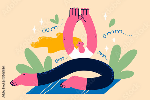 Practicing yoga and healthy lifestyle concept