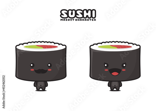 cute sushi mascot, japanese cuisine cartoon illustration