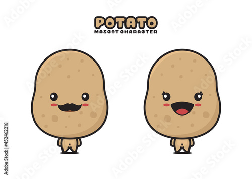 cute potato mascot, fruit cartoon illustration