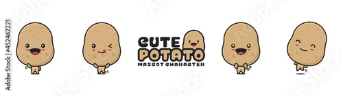 cute potato mascot, with different facial expressions and poses