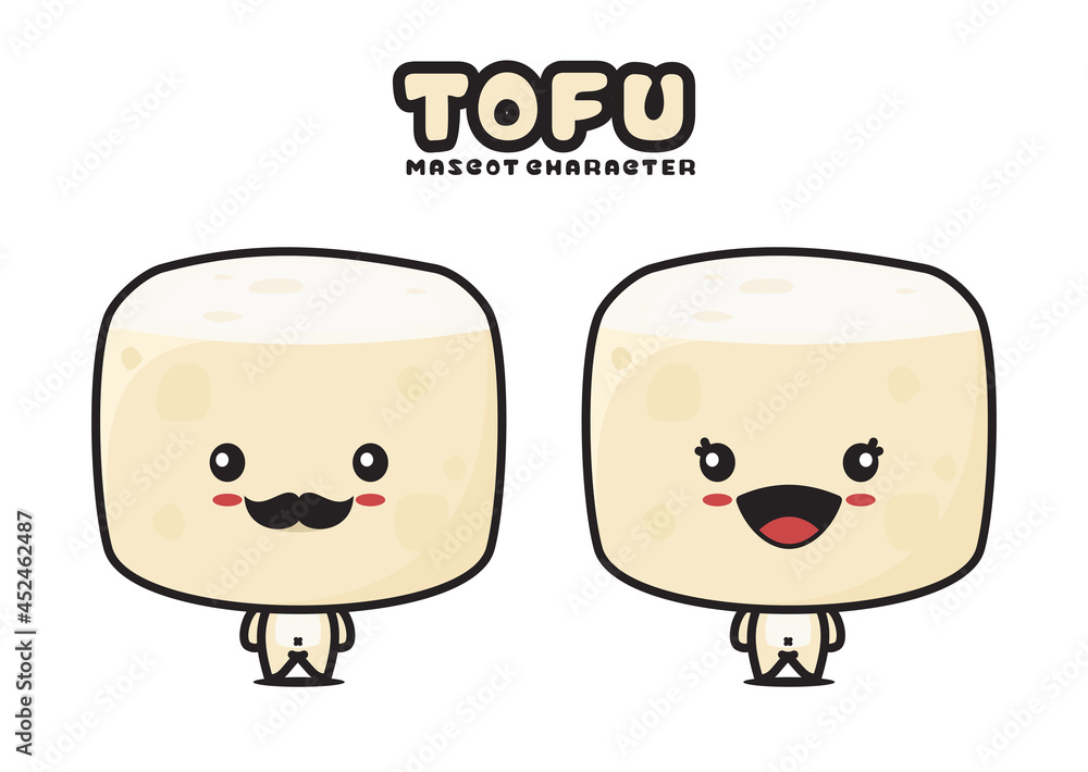 cute tofu mascot cartoon illustration