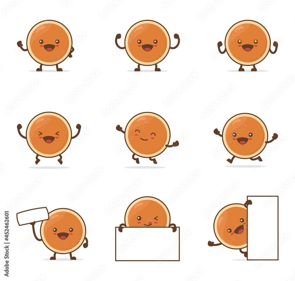 cute pancake cartoon. with happy facial expressions and different poses Stock Vector Adobe Stock