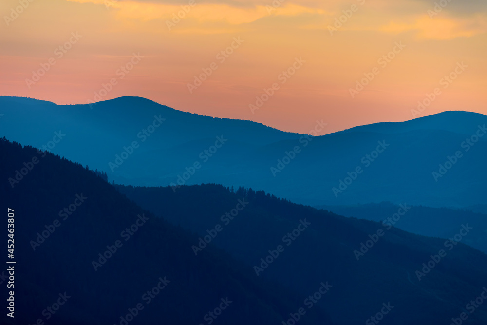 Majestic sunset in the mountains landscape