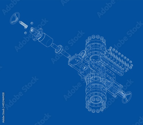 Blowout preventer. Vector rendering of 3d
