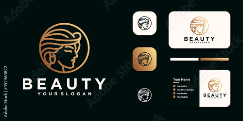 beauty woman logo design line art style