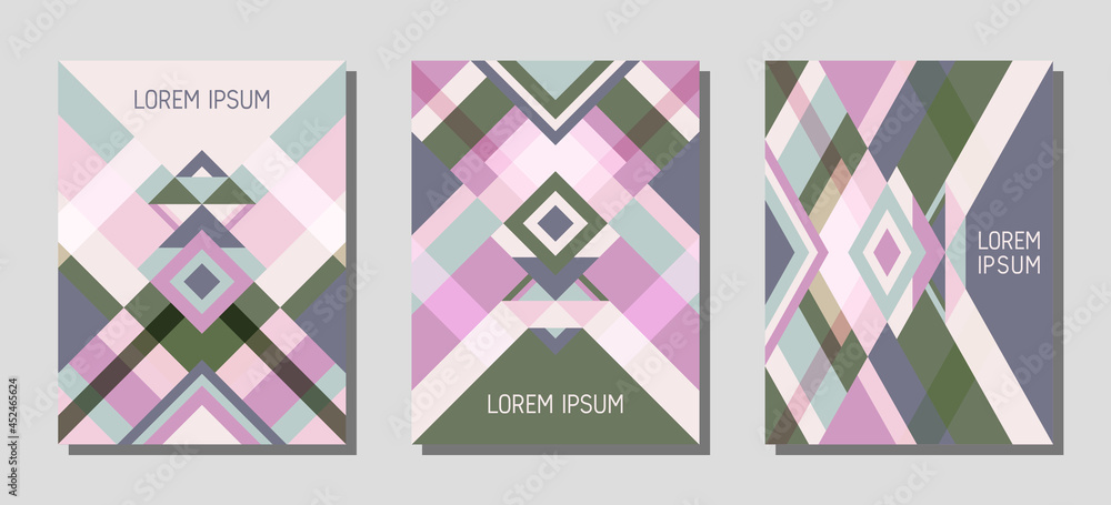 Cover page layout vector template geometric design with triangles and stripes pattern. Cover page layout vector template geometric design with triangles and stripes pattern.