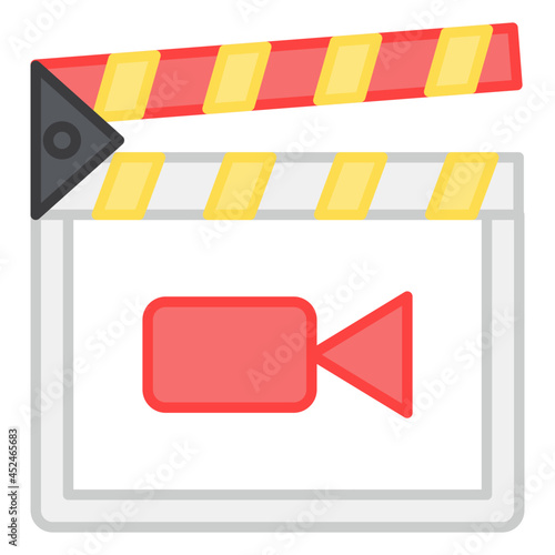A flat design icon of clapperboard