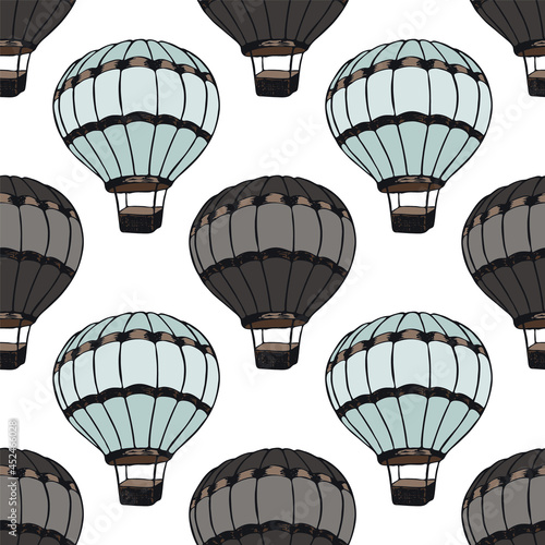 Cartoon hot air balloons  illustration vector seamless patter.