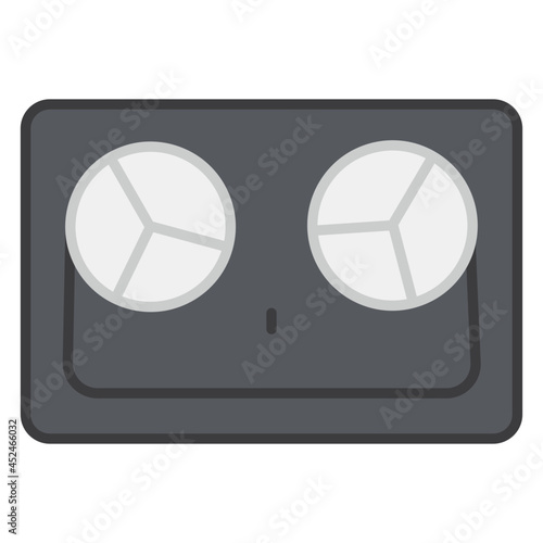 A flat design icon of tape recorder