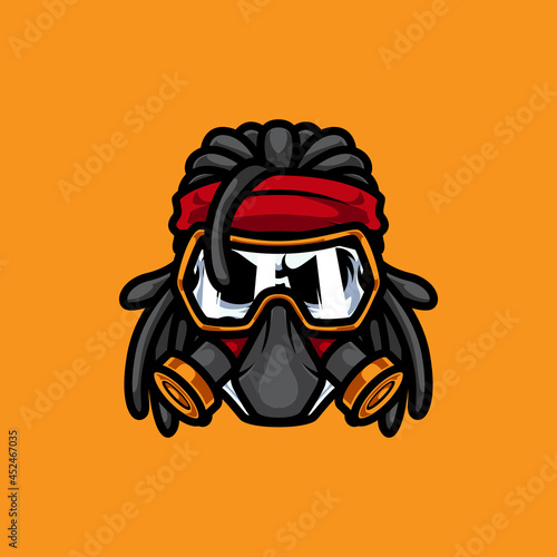 GAS MASK ROCKER MASCOT LOGO
