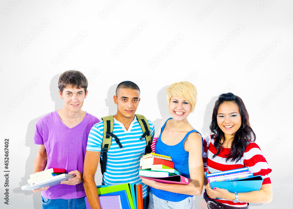 Group of Diverse Multiethnic Cheerful Students Group of Diverse Multiethnic Cheerful Students