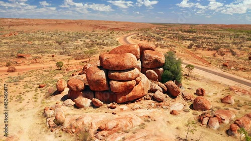 Aerial View Of Boulders At Devils Marbles Conservation Reserve In Northern Territory Of Australia. photo