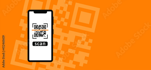 Scan me, QR code scanning icon. Mobile phone qr code payment, E wallet, cashless, info concept or scanner labeled information identity products. Flat vector pixel pictogram sign.