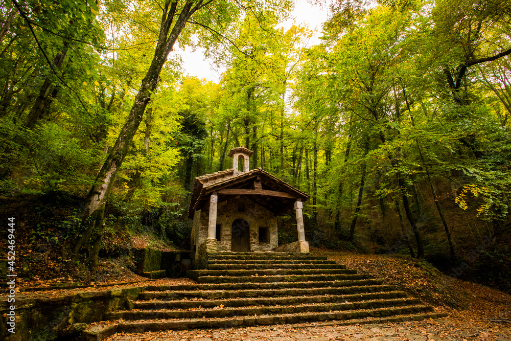 Autumn in Sant Marti del Corb church, La Garrotxa, Spain Autumn in Sant Marti del Corb church, La Garrotxa, Spain
