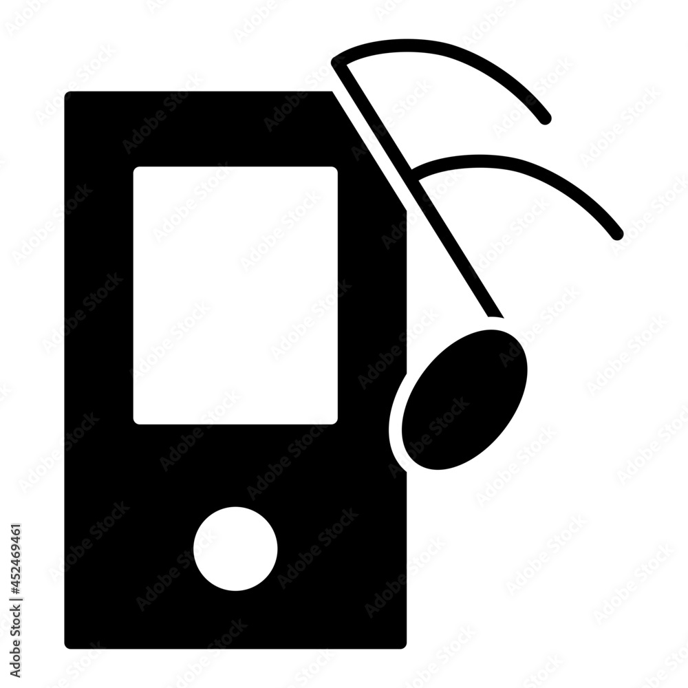 A solid design icon of portable music player A solid design icon of portable music player