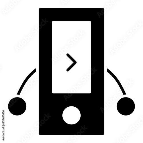 A solid design icon of digital music player