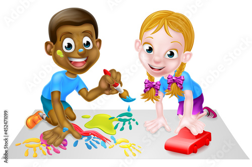 Children Playing with Paint...
