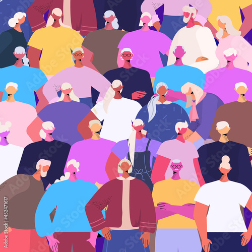 senior people group mature friends standing together old age concept portrait