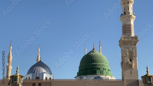 MADINAH, SAUDI ARABIA - December 14, 2020: B roll clip of view of Nabawi Mosque in Madinah, Saudi Arabia
 photo