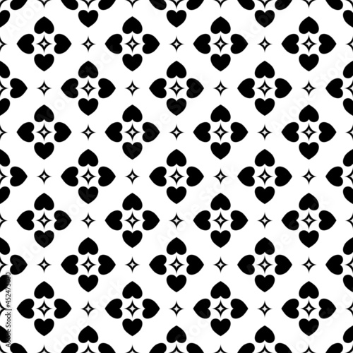 Seamless pattern on a heart made of flowers background.