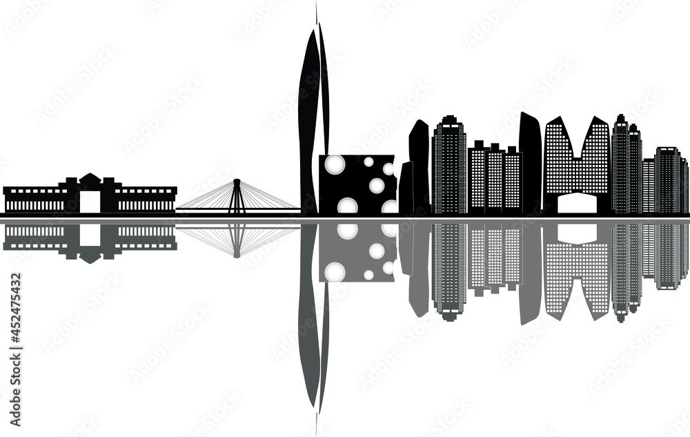 Naklejka premium chinese city shanghai skyline