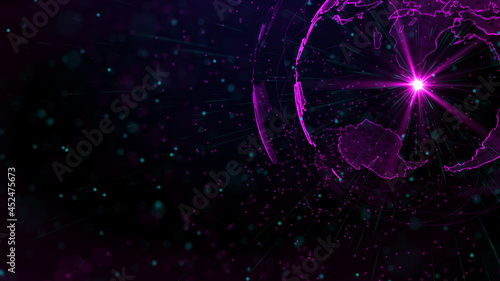 Digital purple planet of Earth, 3D animation © yauhenka