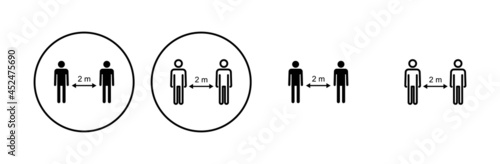 Social distance icon set. social distancing icon. self quarantine sign