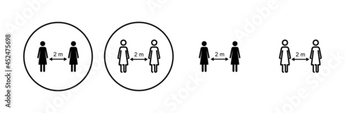 Social distancing icon set. social distance icon. self quarantine sign