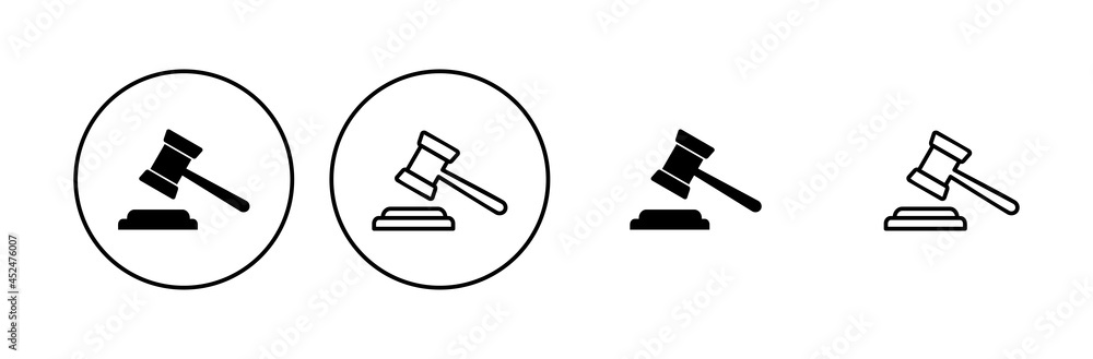 Gavel icon set. judge gavel icon vector. law icon vector. auction hammer Gavel icon set. judge gavel icon vector. law icon vector. auction hammer